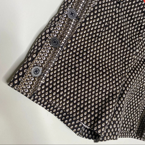 Anthropologie Cartonnier Brown High Rise Side Button Ikat Shorts Size 4 - Picture 7 of 11